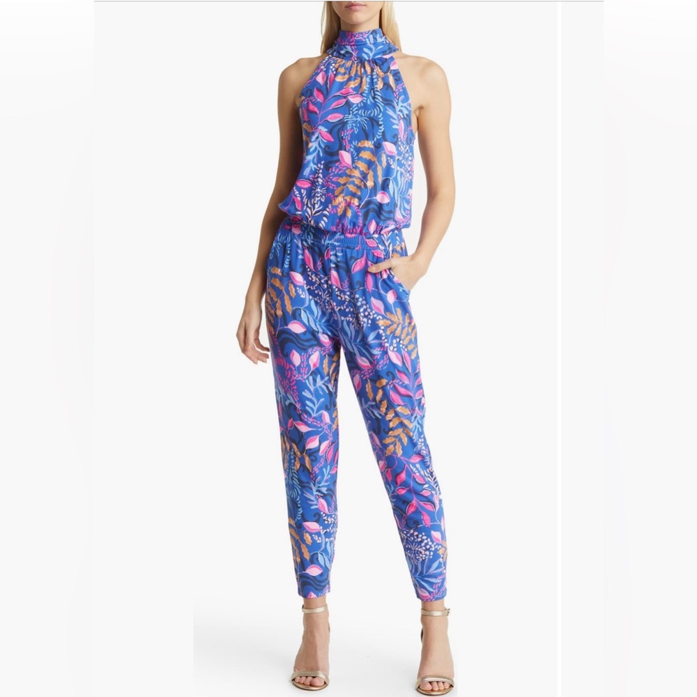 Lilly Pulitzer Blue and Pink Floral Jumpsuit